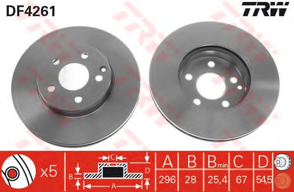 Купить запчасть TRW - DF4261 Диск тормозной передний MERCEDES W211 DF4261