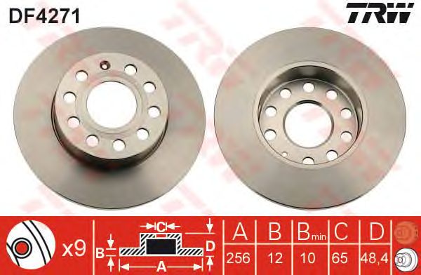 Купить запчасть TRW - DF4271 Диск тормозной задний SKODA OCTAVIA (1Z_), VW GOLF V-VI DF4271