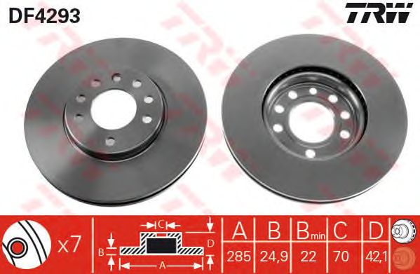 Купить запчасть TRW - DF4293 Диск тормозной перед OPEL VECTRA C (Z02) 1.8 (F69) 01.2006 - <=> OPEL VECTRA C (Z02) 1.8 16V 04.2002 -