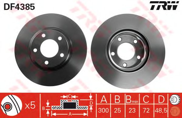 Купить запчасть TRW - DF4385 Диск тормозной передний MAZDA 3 (BK, BL), 5 (CR19, CW) DF4385