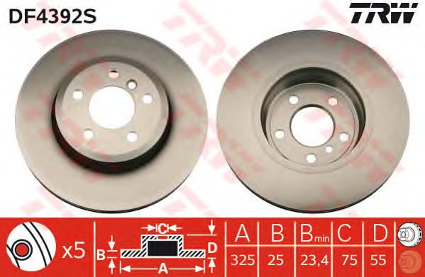 Купить запчасть TRW - DF4392S Диск тормозной передний BMW X3 E83 DF4392S