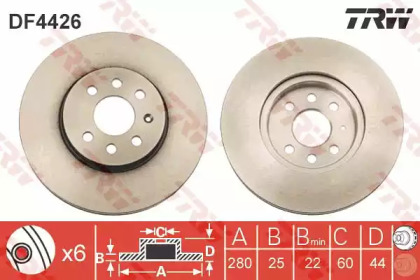 Купить запчасть TRW - DF4426 Диск тормозной передний OPEL ASTRA H, MERIVA DF4426