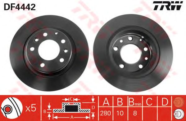 Купить запчасть TRW - DF4442 Диск тормозной задний MAZDA 6 (GG, GH) DF4442