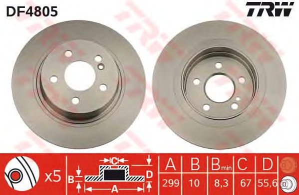 Купить запчасть TRW - DF4805 Диск тормозной задний MERCEDES W204 DF4805