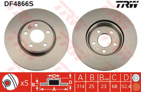 Купить запчасть TRW - DF4866S Диск тормозной перед AUDI A4,A5,Q5FAW-Volkswagen Automobile Co., Ltd.(FAW-AUDI) A4L 2007 >>