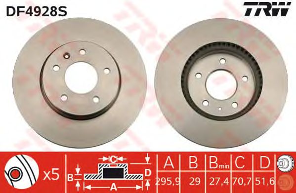 Купить запчасть TRW - DF4928S Диск тормозной передний OPEL ANTARA, CHEVROLET CAPTIVA DF4928S