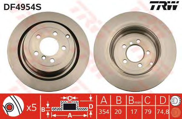 Купить запчасть TRW - DF4954S Диск тормозной задний RANGE ROVER III (LM) DF4954S