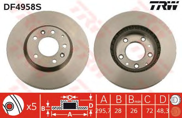 Купить запчасть TRW - DF4958S Диск тормозной передний MAZDA CX-7, CX-9 DF4958S