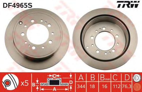 Купить запчасть TRW - DF4965S Диск тормозной задний TOYOTA LAND CRUISER 200, LEXUS LX570 DF4965S