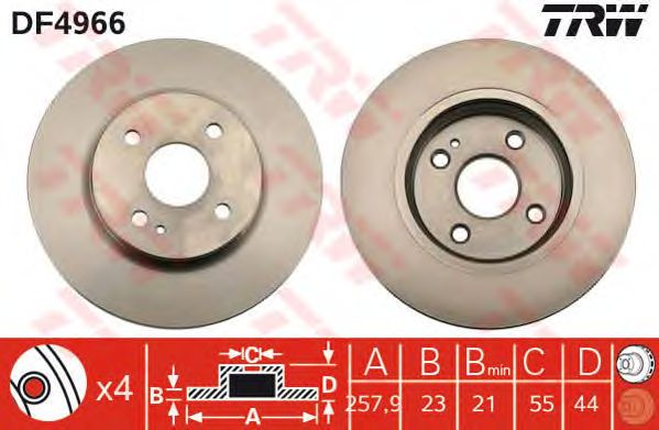 Купить запчасть TRW - DF4966 Диск тормозной перед MAZDA 2 (DE) 1.5 10.2007 - 06.2015 <=> MAZDA 2 (DE) 1.3 10.2007 - 06.2015