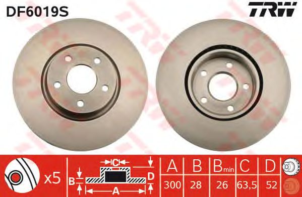 Купить запчасть TRW - DF6019S Диск тормозной перед FORD Mondeo-IV 2007~FORD MONDEO IV 2007 >>