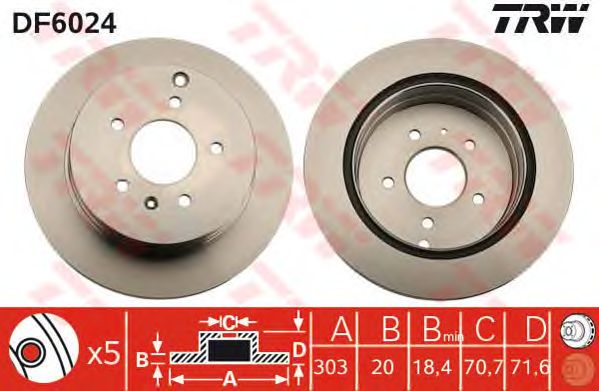 Купить запчасть TRW - DF6024 Диск тормозной задний CHEVROLET CAPTIVA, OPEL ANTARA DF6024