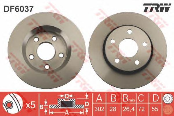 Купить запчасть TRW - DF6037 Диск тормозной передний JEEP WRANGLER II/III 06- DF6037