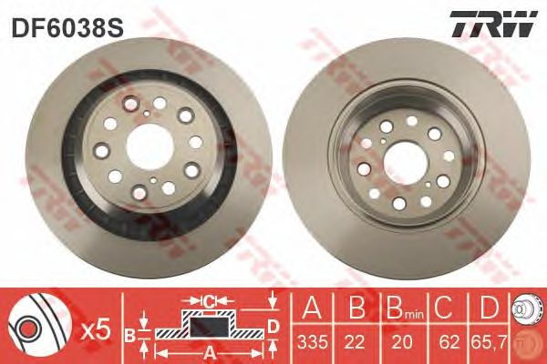 Купить запчасть TRW - DF6038S Диск тормозной зад LEXUS LS (_F4_) 460 (USF40) 04.2006 -  <=> LEXUS LS (_F4_) 600h (UVF45) 08.2007 - 