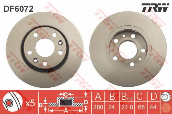 Купить запчасть TRW - DF6072 Диск тормозной передний RENAULT DUSTER (+ESP), FLUENCE, MEGANE III DF6072