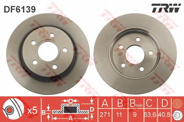 Купить запчасть TRW - DF6139 Диск тормозной задний FORD FOCUS III DF6139