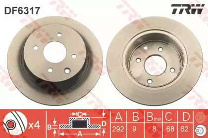 Купить запчасть TRW - DF6317 Диск тормозной зад NISSAN TIIDA Hatchback (C11) 1.6 09.2007 - 12.2011 <=> NISSAN TIIDA Saloon (SC11) 1.6 09.2007 - 12.2012