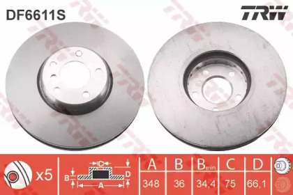 Купить запчасть TRW - DF6611S Диск тормозной передн левый BMW F10, F01 DF6611S