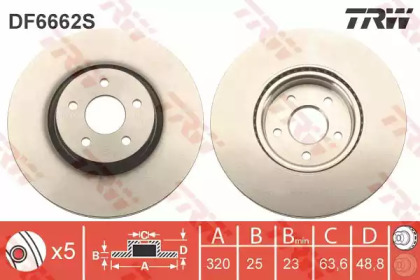 Купить запчасть TRW - DF6662S Диск тормозной передний FORD KUGA II DF6662S