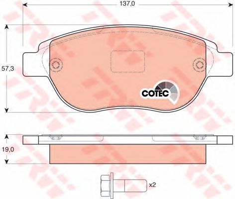 Купить запчасть TRW - GDB1464 Колодки передние CITROEN BERLINGO, C4, PEUGEOT 207, 307 GDB1464