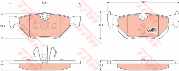 Купить запчасть TRW - GDB1626 Колодки задние BMW 1 E81, E87, 3 E90, X1 E84 GDB1626