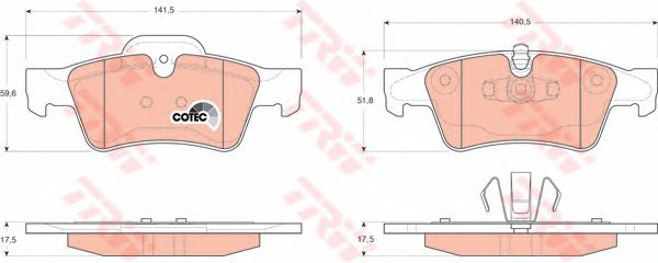 Купить запчасть TRW - GDB1643 Колодки тормозные дисковые зад MERCEDES-BENZ M-CLASS (W164) ML 350 4-matic (164.186) 02.2005 - 12.2011 <=> MERCEDES-BENZ GL-CLASS (X164) GL 320 CDI 4-matic (164.822) 09.2006 - 05.2009