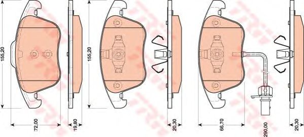 Купить запчасть TRW - GDB1814 Колодки передние AUDI A4 (B8), A5 (8T_, 8F_) GDB1814