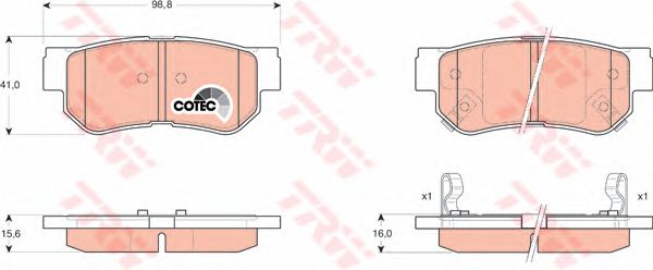 Купить запчасть TRW - GDB3284 Колодки тормозные дисковые зад Dongfeng Yueda Kia Automobile Company  OPTIMA 2004 >>, SPORTAGE 2007 >>Dongfeng Yueda Kia Automobile Company  OPTIMA 2004 >>, SPORTAGE 2007 >>