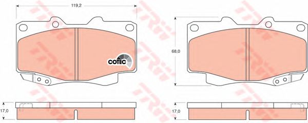 Купить запчасть TRW - GDB3428 Колодки тормозные дисковые перед TOYOTA HILUX VII Pickup (_N1_, _N2_, _N3_) 2.5 D-4D 4WD 09.2009 -  <=> TOYOTA HILUX VII Pickup (_N1_, _N2_, _N3_) 2.5 D 4WD (KUN25_) 10.2005 - 