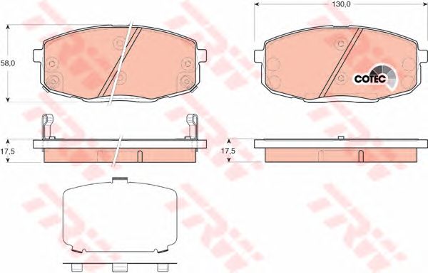 Купить запчасть TRW - GDB3450 Колодки передние HYUNDAI I30, KIA CEE