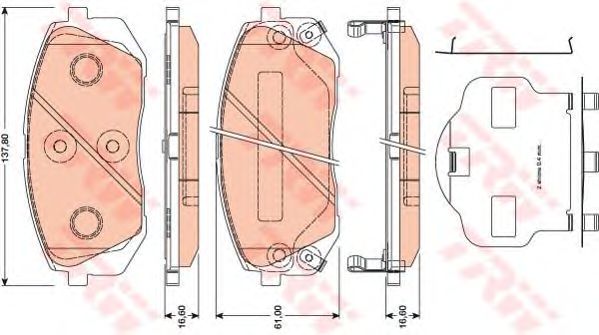 Купить запчасть TRW - GDB3461 Колодки передние HYUNDAI IX35, KIA SPORTAGE (JE_, SL) GDB3461