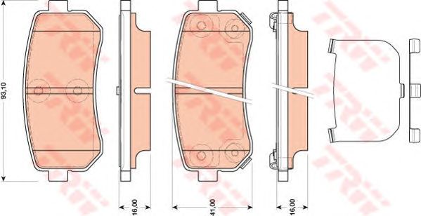 Купить запчасть TRW - GDB3474 Колодки задние HYUNDAI I20, I30, IX35, TUCSON (JM), KIA SPORTAGE (SL) GDB3474