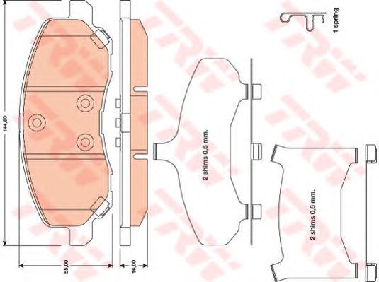 Купить запчасть TRW - GDB4142 Колодки передние CHRYSLER SEBRING (JS), DODGE CALIBER, MITSUBISHI ASX GDB4142