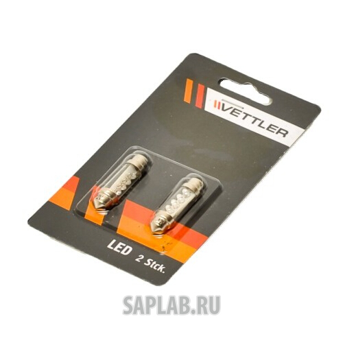 Купить запчасть VETTLER - 12V10WSV85RED Лампа светодиодная 12 V 10 W 4 LED красная салонная (пальчиковая) (2шт) VETTLER