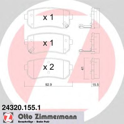 Купить запчасть ZIMMERMANN - 243201551 Колодки тормозные Hyundai 243201551