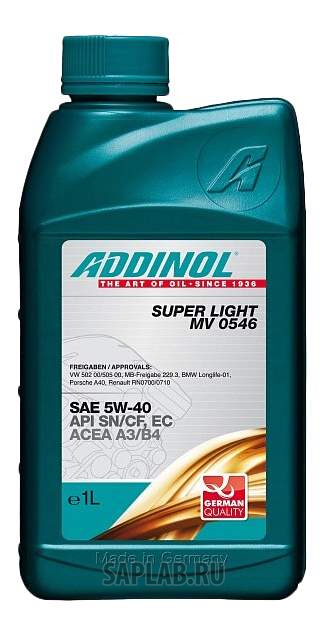 Купить запчасть ADDINOL - 4014766072719 Моторное масло Addinol Super Light 0540 5W-40 1л