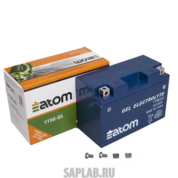 Купить запчасть  ATOM - 2102070 Мото аккумулятор ATOM  YT9B-BS (YT9B-4) GEL гелевый