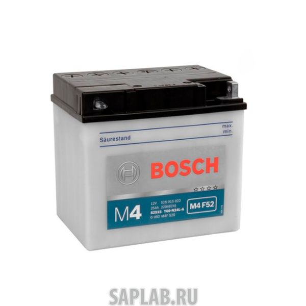 Купить запчасть  BOSCH - 0092M4F520 Аккумулятор M4 F52 12v 25ah 220a 186x130x171 BOSCH 0092m4f520