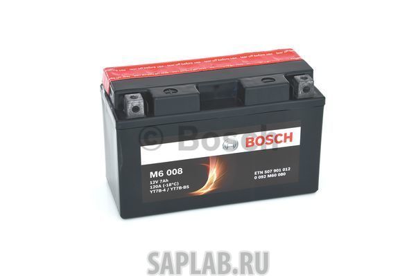 Купить запчасть  BOSCH - 0092M60080 Аккумулятор автомобильный BOSCH 0 092 M60 080 7 Ач