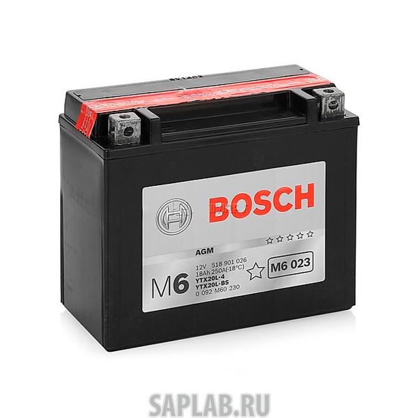 Купить запчасть  BOSCH - 0092M60230 Аккумуляторная Батарея Agm [12v 18ah 250a B00] BOSCH 0092M60230