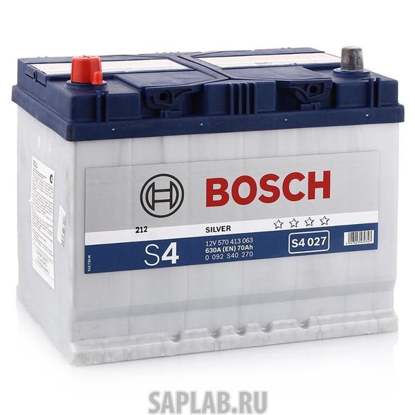 Купить запчасть  BOSCH - 0570413063 Аккумулятор легковой BOSCH S40 270 S4 Азия (70Ач п/п) D26R 0570 413 063