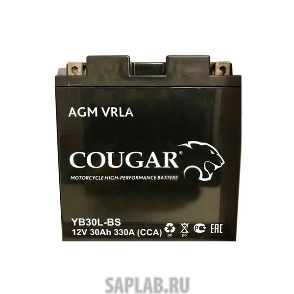 Купить запчасть  COUGAR - YB30LBS Аккумулятор мотоциклетный Cougar AGM YB30L-BS 12V 30Ah (залит и готов к применению)