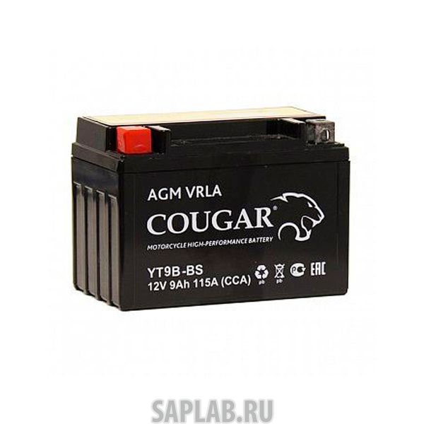 Купить запчасть  COUGAR - YT9BBS Аккумулятор мотоциклетный Cougar AGM YT9B-BS 12V 9Ah (залит и готов к применению)