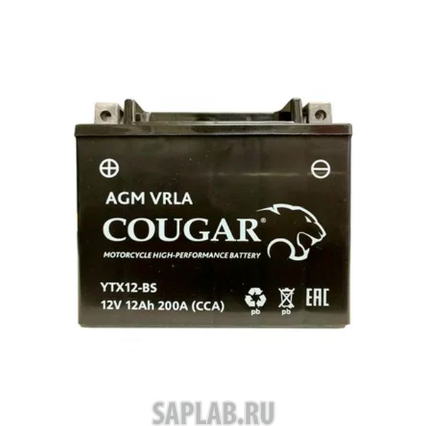 Купить запчасть  COUGAR - YTX12BS Аккумулятор мотоциклетный Cougar AGM YTX12-BS 12V 12Ah (залит и готов к применению)