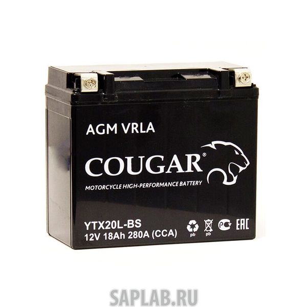 Купить запчасть  COUGAR - YTX20LBS Аккумулятор мотоциклетный Cougar AGM YTX20L-BS 12V 18Ah (залит и готов к применению)