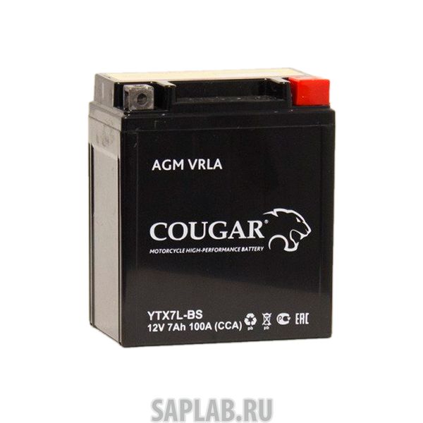 Купить запчасть  COUGAR - YTX7LBS Аккумулятор мотоциклетный Cougar AGM YTX7L-BS 12V 7Ah (залит и готов к применению)