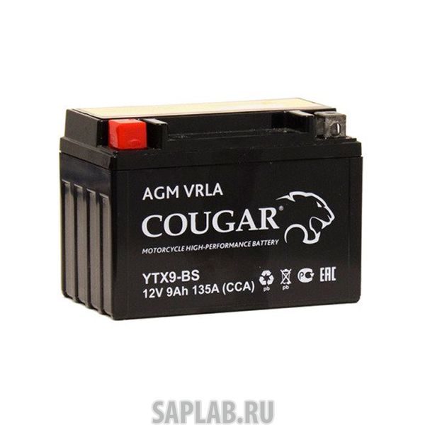 Купить запчасть  COUGAR - YTX9BS Аккумулятор мотоциклетный Cougar AGM YTX9-BS 12V 9Ah