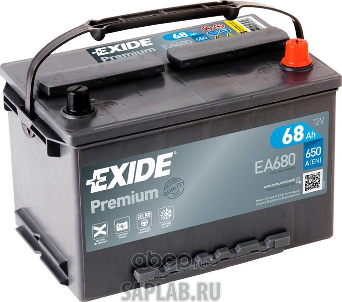 Купить запчасть  EXIDE - EA680 Аккумулятор Premium 12v 68ah 650a 277х175х190 Полярность Etn0 Клемы En Крепление B13/Adapt