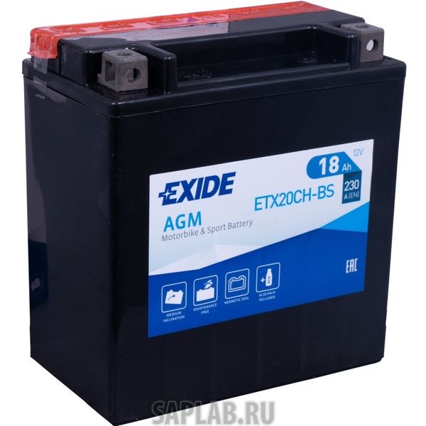 Купить запчасть  EXIDE - ETX20CHBS Аккумулятор автомобильный EXIDE ETX20CH-BS 18 Ач