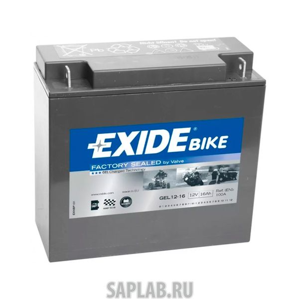 Купить запчасть  EXIDE - GEL1216 АКБ Moto Gel 16 (20h)Ah 100a 180x75x165 Полярность Etn 0 Токовыводы M11 EXIDE  GEL12-16